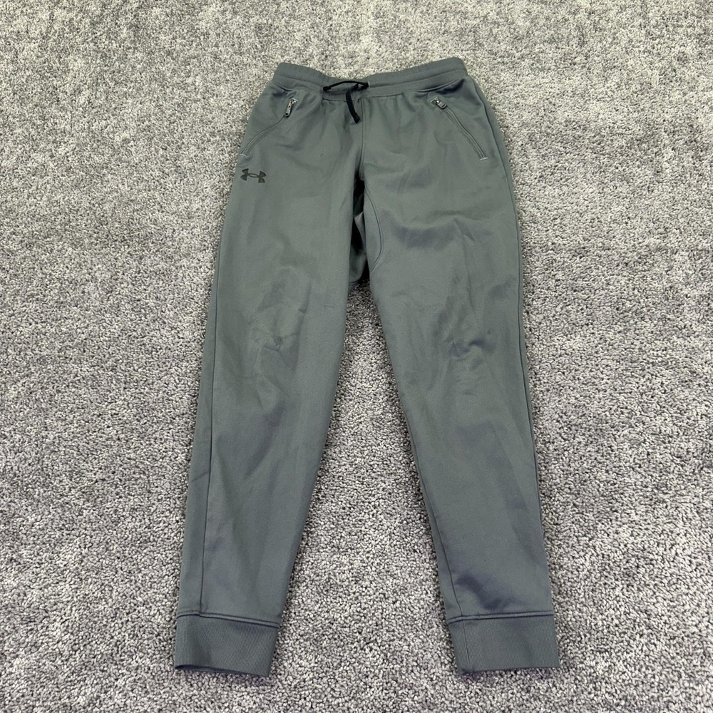 Under Armour Pants Kids L Gray Fleece Jogger Ankle ColdGear Gym Running
